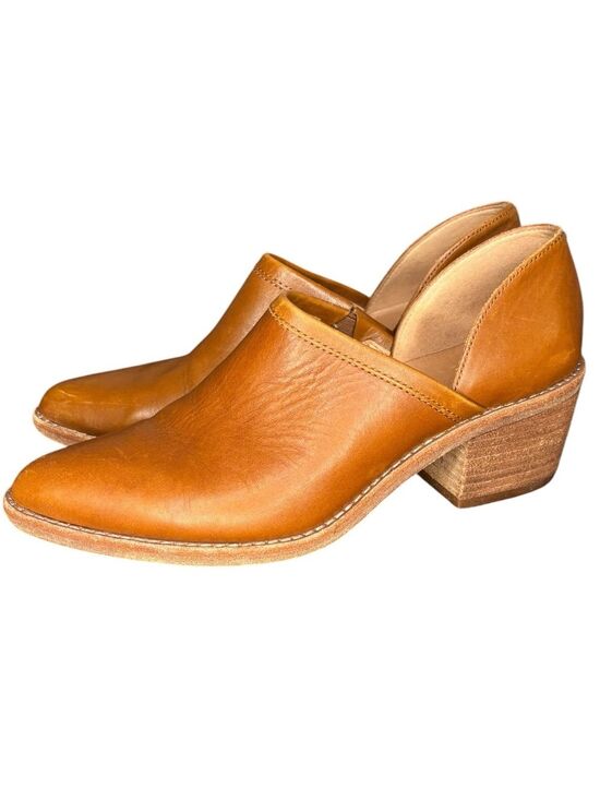 Madewell Shoes - Madewell The Brady Lowcut Booties in English Saddle Block Heel Leathet Size 6.5